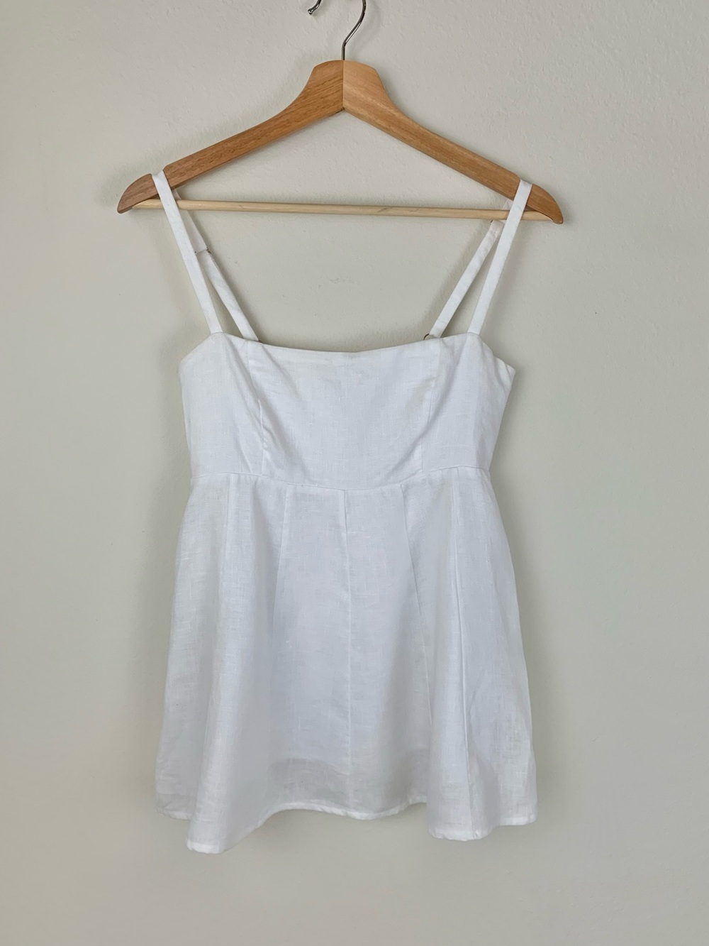 DISSH White Linen Babydoll Spaghetti Strap Tank Top Coastal Cowgirl